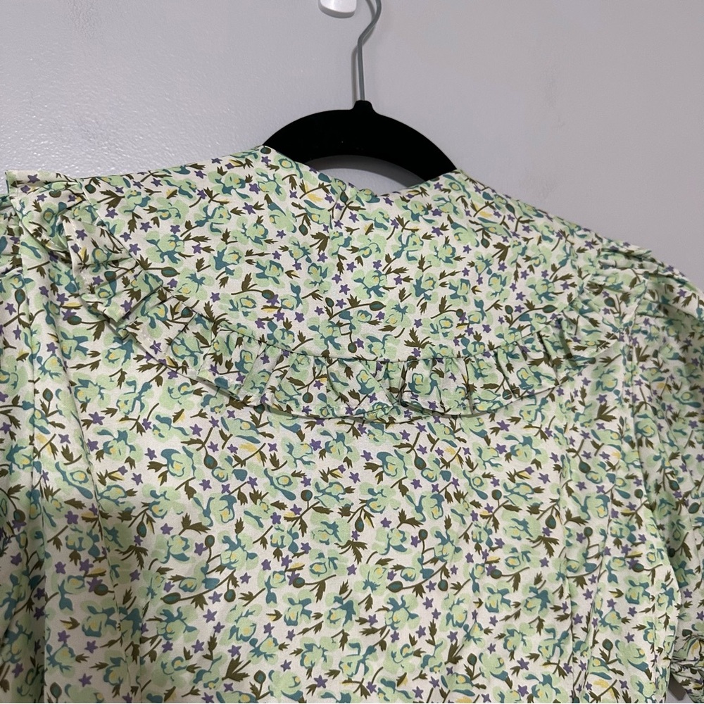 Avantlook Short Puff Sleeve Floral Mini Dress Statement Collar‎ Size Medium - Picture 11 of 12